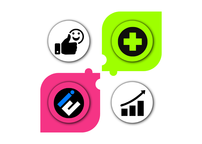 Four puzzle icons representing personal injury case management — client communication, medical coordination, firm organization, and case growth.